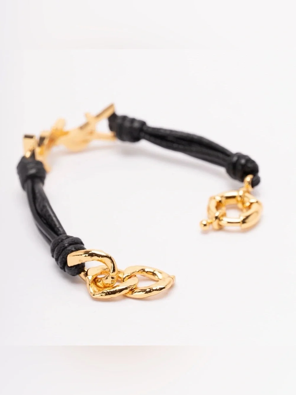 SAINT LAUTENT Cassandra YSL logo multi strand leather bracelet